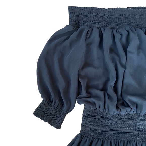 Michael Kors Off Shoulder Smocked Waist Mini Dress Size M Whimsigoth Fall - Picture 2 of 8